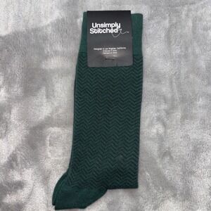 Unsimply Stitched Green Black Houndstooth Crew Socks Men  Size 8-12 NWT